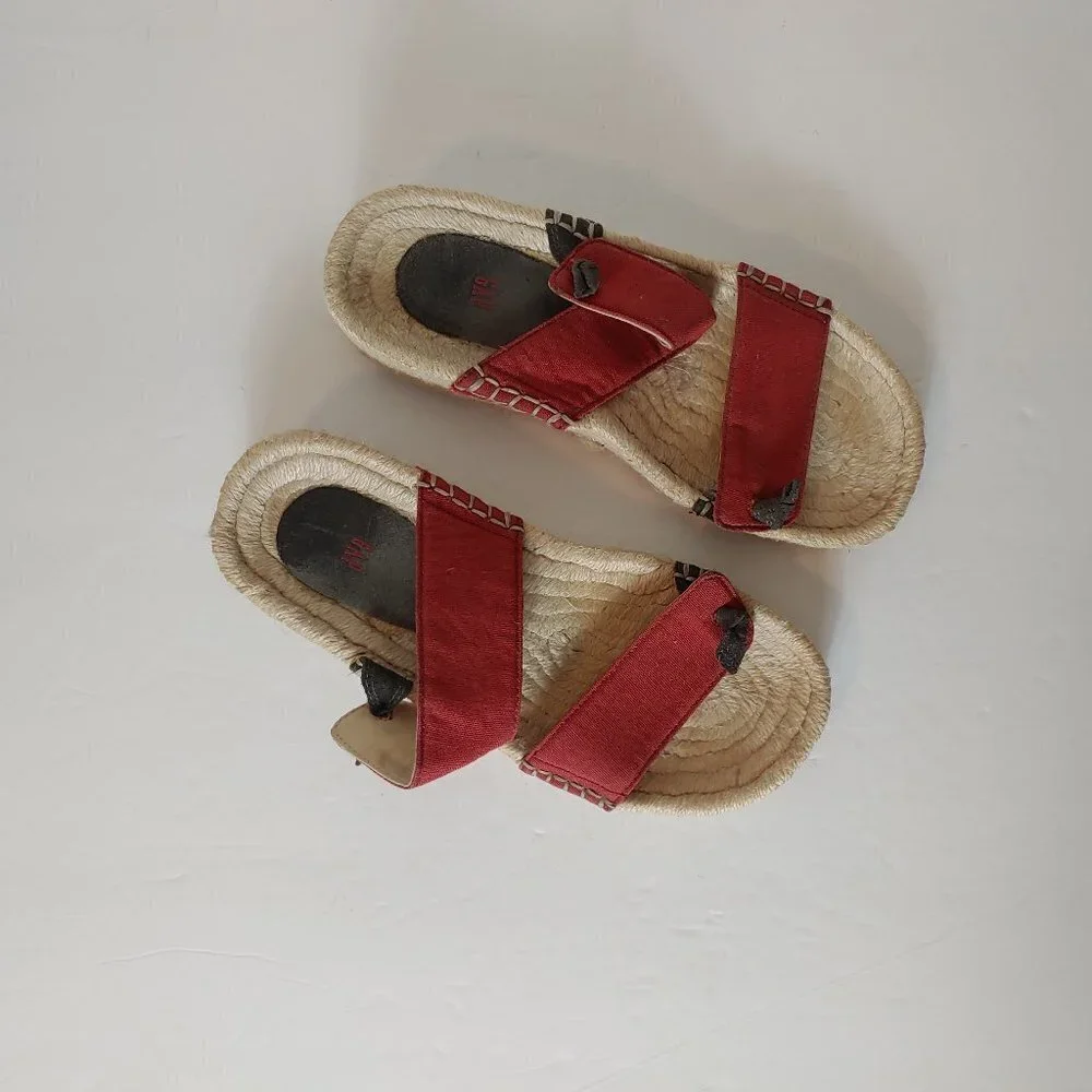 GAP Slip On Platform Espadrilles Sandals  Leather Preppy Retro 90's‎ Y2K Boho